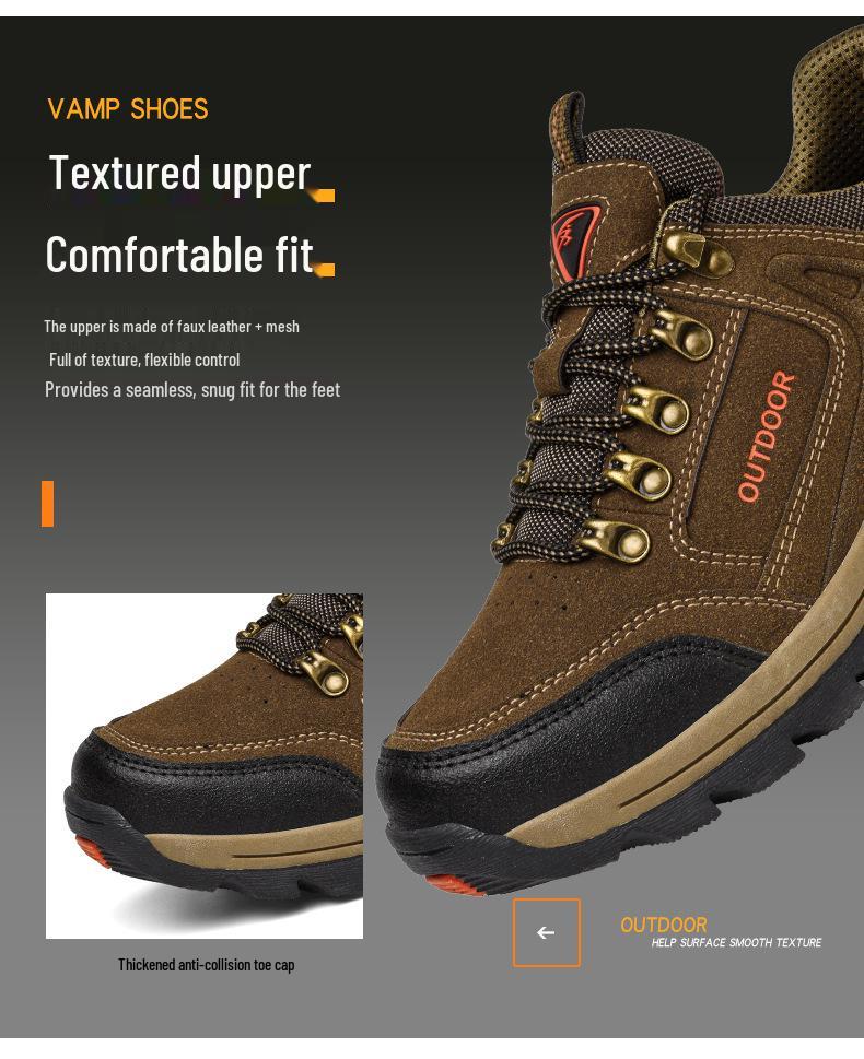 Pánské nadměrné protiskluzové šněrovací nízké turistické boty na podzim a zimu