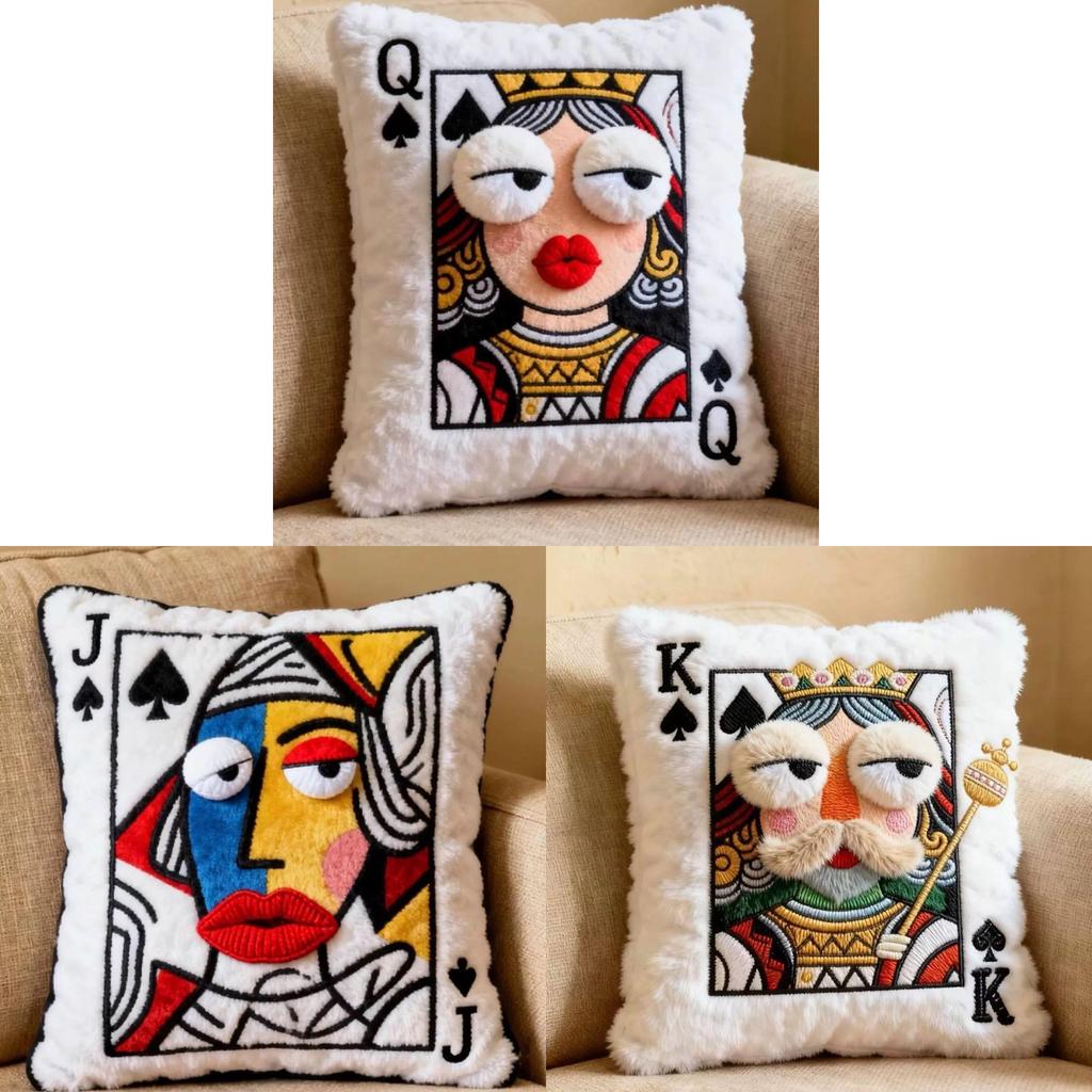 Kristallwasser-Plüsch-Spielkartenkissen mit Stickerei und süßem Charakterdesign für Geschenke und Wohnzimmerdekoration