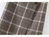 2025 Autumn/Winter Women's Elegant Plaid Button Half Skirt - European & American Style Fashion