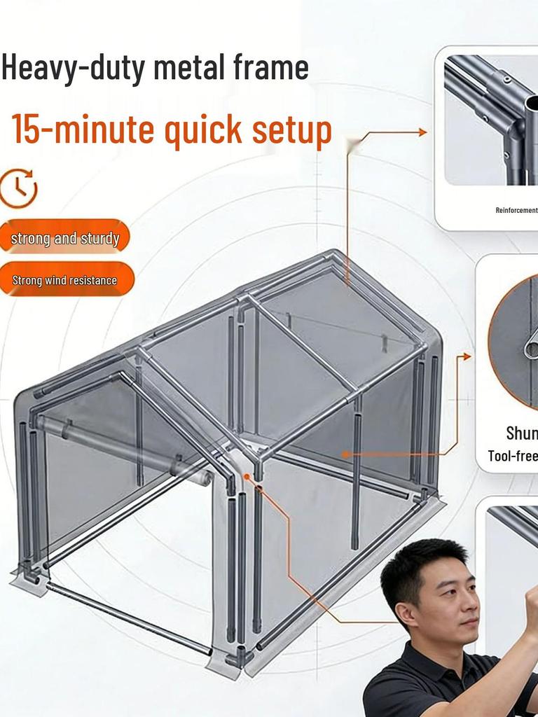 Steel Frame Outdoor Canopy Tent for Bicycle and Electric Vehicle - Rain/Sun Protection Carport Storage