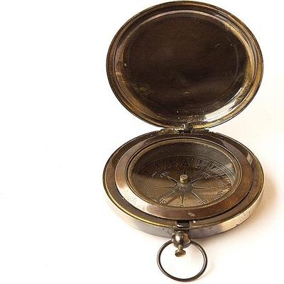 Nautical Ross London Brass Round Pocket Compass Marine Navigational Royal Device Gift Item