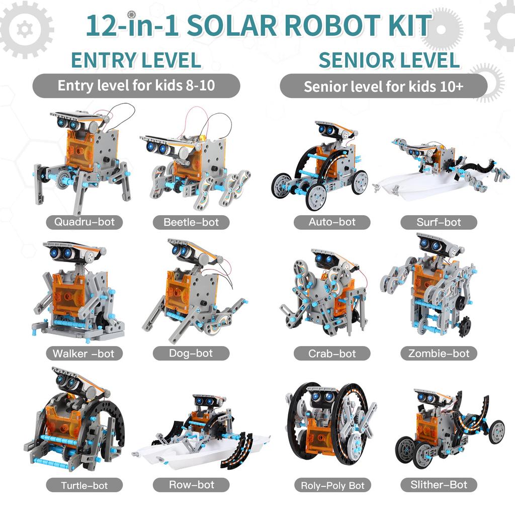 Lucky Doug Solar Robot Kit Science STEM Robot Kit Toy Kids Ages Science Building Set Gift for Boys Girls Students Teens Educational DIY Building Kit