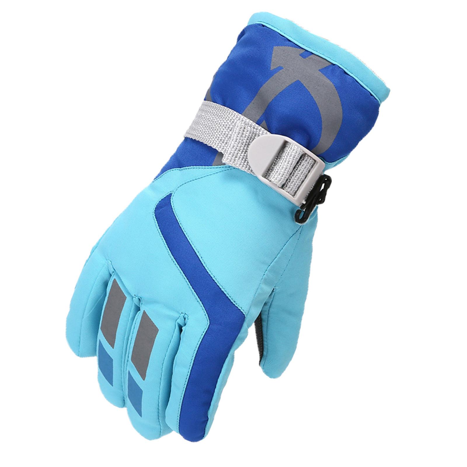 

Модернизированные детские лыжные перчатки для улицы, велосипедные перчатки, зимние теплые перчатки для альпинизма, водонепроницаемые M светло-синий