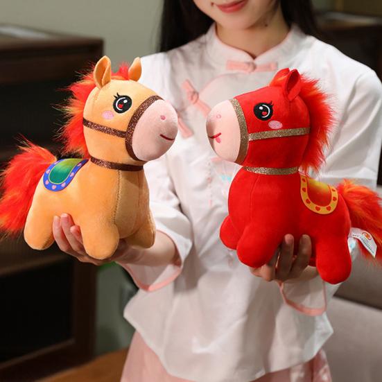 Horse Doll Year of The Horse Chinese Style Plushie Good Luck Pony PP Cotton Filling Zodiac Plush Figurine for Blessings