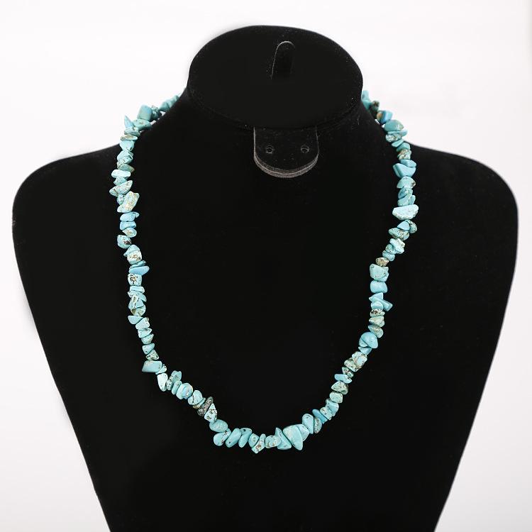 Collana Fatta a Mano con Perline a Frammenti di Pietra Naturale Sette Colori N134