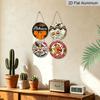 2D Flat, 4pcs Round Aluminum Hanging Sign Set, Halloween Christmas Dual Holiday Pumpkin Ghost Reindeer Gingerbread Man Print, Metal Plaque Combo for