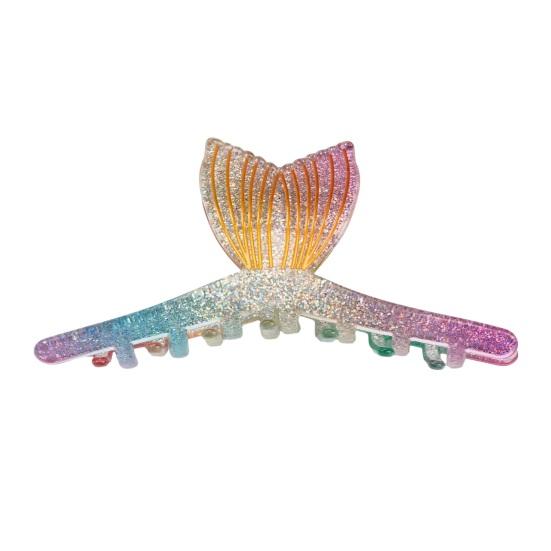 

Hair Claw Glitter Fishtail Shape Back Head Hair Clip Anti-slip Teeth Strong Grip Shower Hair Clamp Versatile Use Hair Accessory A