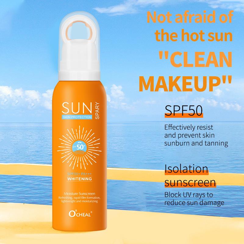 Waterproof Sunscreen Spray SPF50+ Brightening Refreshing Non-Greasy Body Sunblock Mist Portable Outdoor Protection