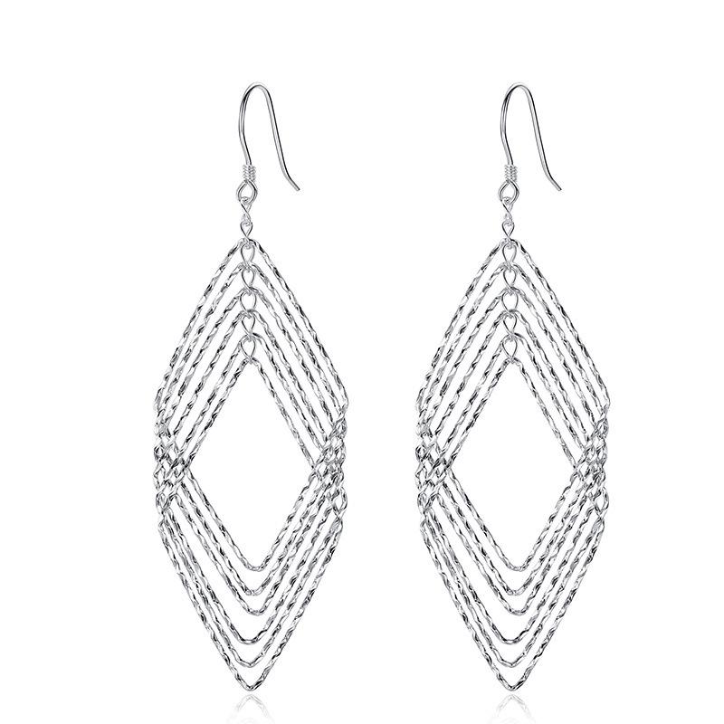 S925 Sterling Silver Rhombus Earrings: 2025 European & American Light Luxury Fashion for Women