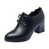 Spring 2023 Leather Bow Mid-Heel Shoes for Women