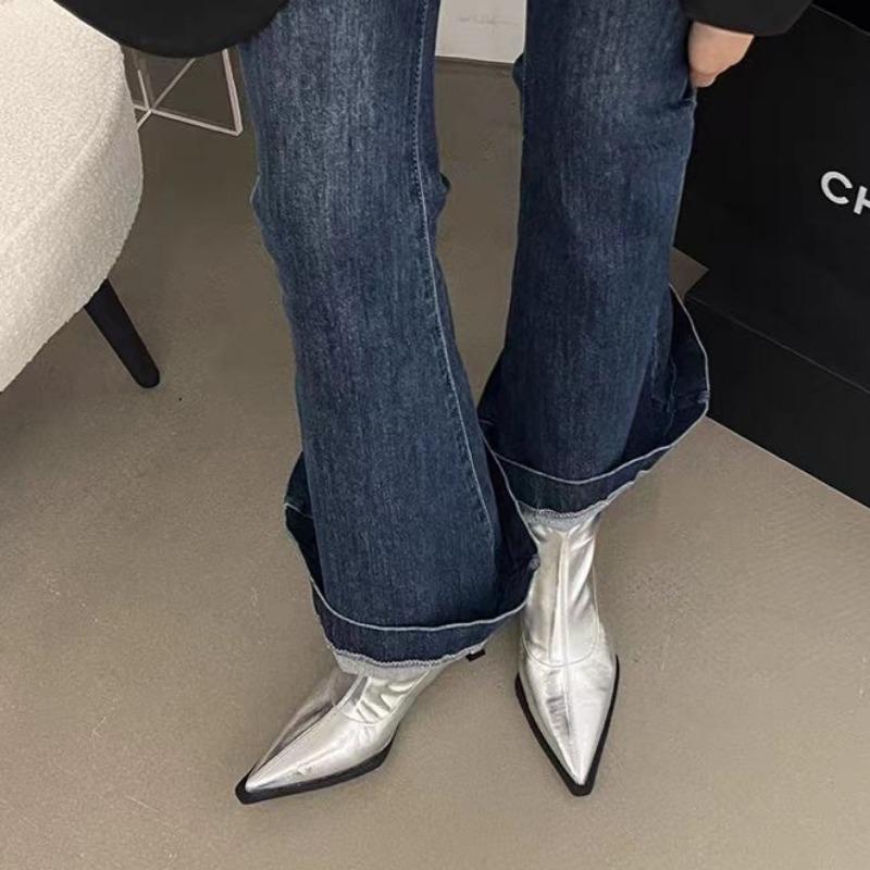 Fashion Pointed Toe Women's Ankle Boots Chelsea Stilettos 2024 New Fashion Dress Shoes Women's Party High Heels