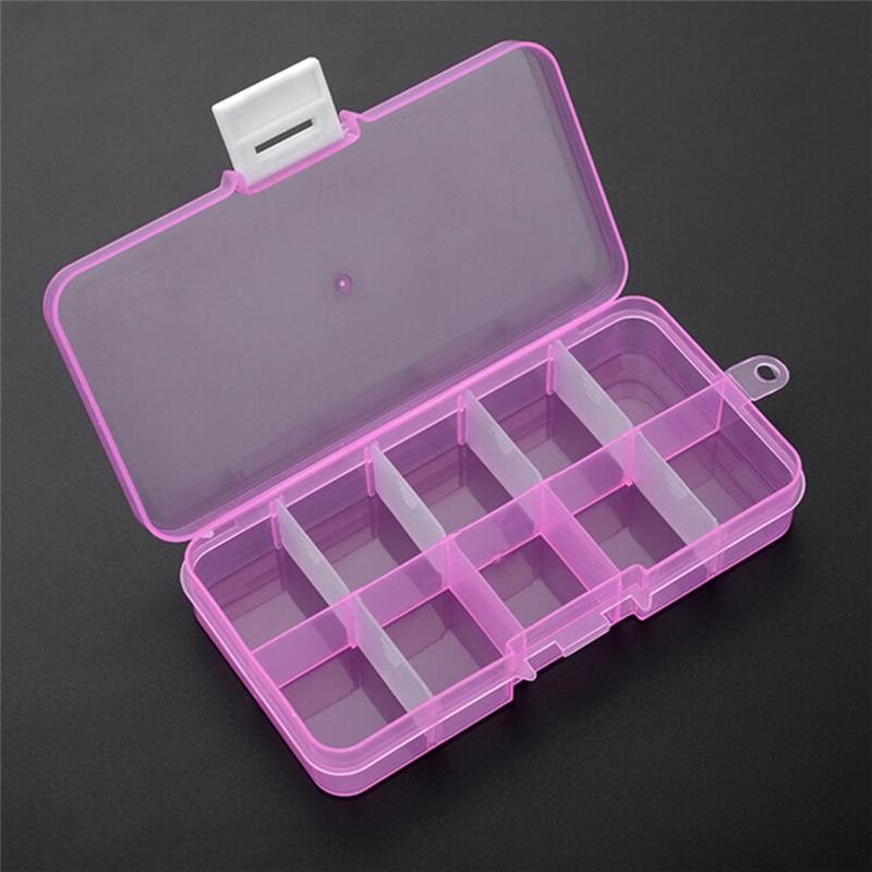 Plastic 10 Slots Adjustable Jewelry Storage Box Case Craft Organizer Beads