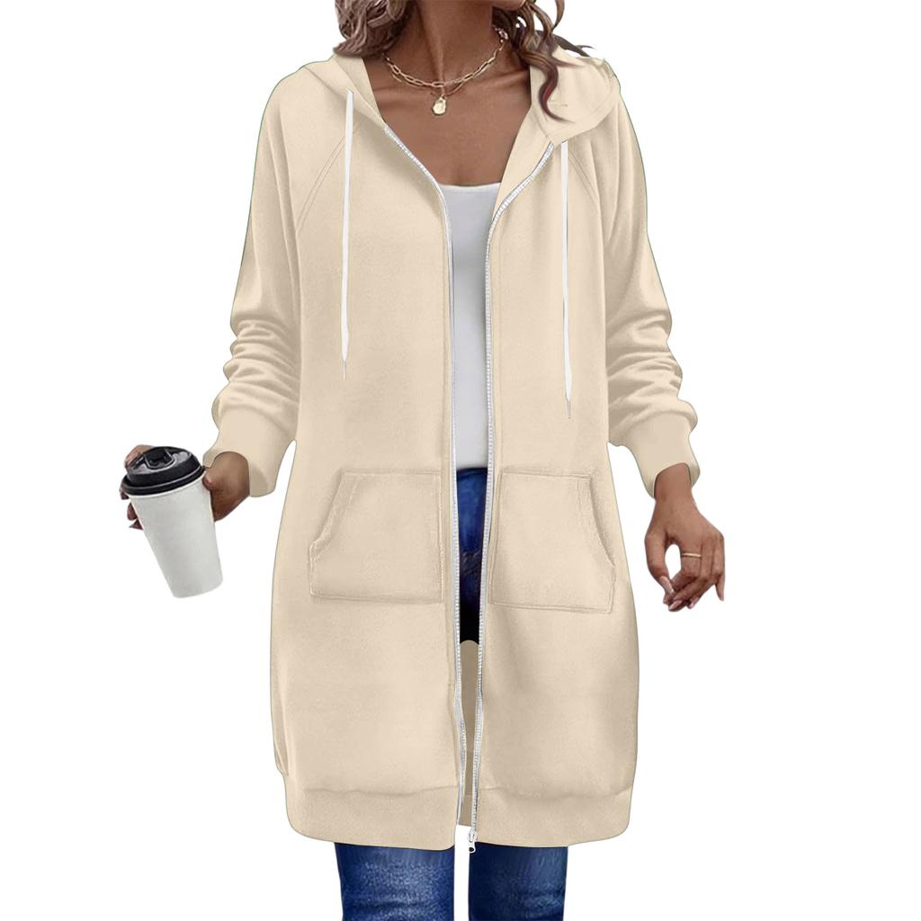 Women's Fashion Raglan Sleeve Long-Sleeve Casual Jacket With Zipper Hoodie