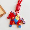 Leather Horse Keychain Access Control Card Holder Zodiac Pony Bag Hanging  Year of The Horse