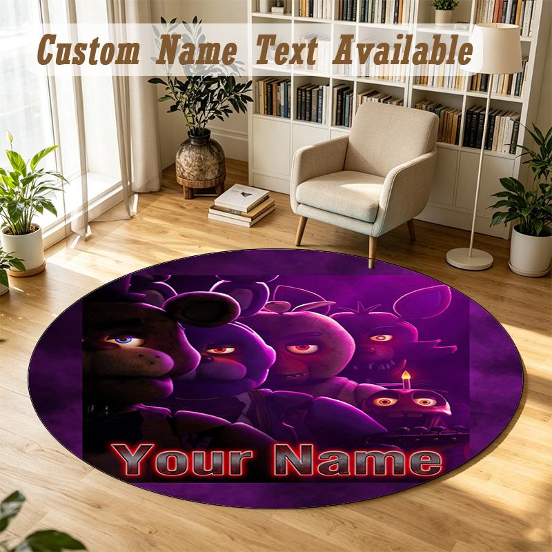 Round Rug Custom NameFive Nights at Freddy’s Pattern Non Slip Carpet Home Floor Decor