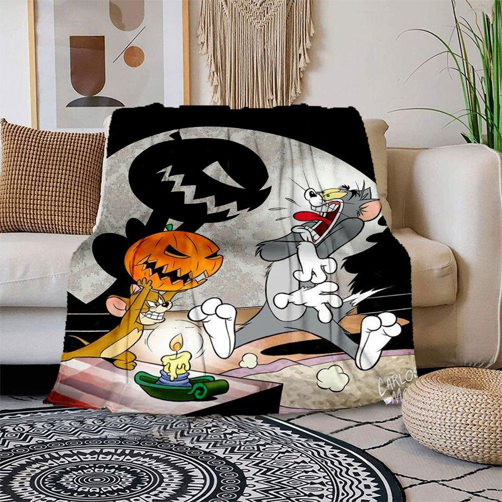 

Tom & Jerry Halloween Poster PrintBlanket Flannel Throw Blanket for Sofa, Bed, Travel, Camping, Office 100x150cm