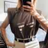 Top de vară fără mâneci de damă cu gât O, bluză cămașă pentru femei, doamne, larg, uni, șic, casual