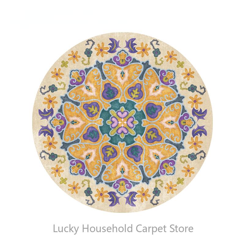 Morocco Round Carpet Lounge Chair Area Rug Soft Non-slip Light Color Living Room Decoration Carpets Washable Cloakroom Floor Mat