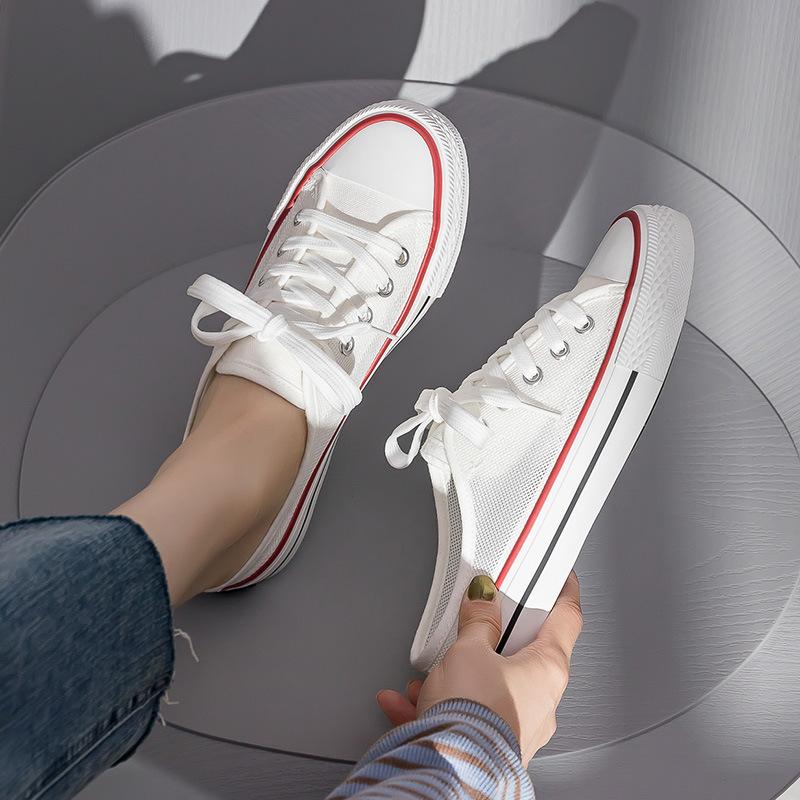 

One-pedal heelless mesh breathable mesh shoes canvas shoes women s 2021 summer new retail mixed board shoes 35