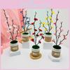 Artificial Chimonanthus Praecox Potted Plant With Fabric Pot For Decor Room