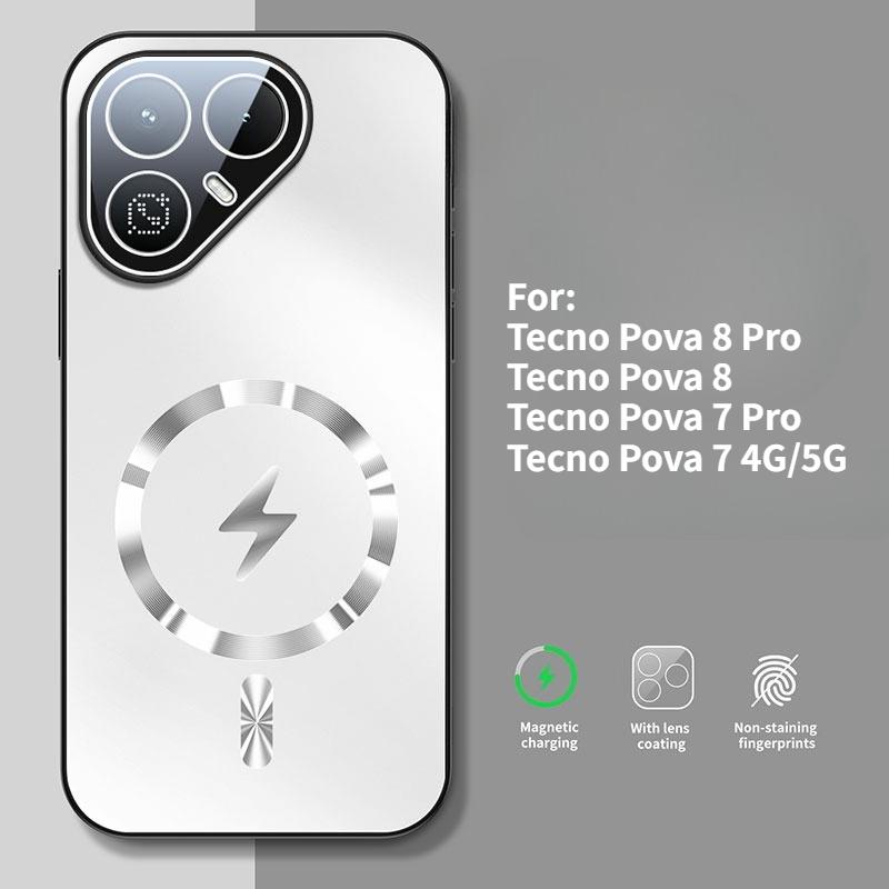For Tecno Pova 8 7 Pro 4G 5G Case New AG Matte Lightning Magnetic PC-TPU Cover For Tecno Pova 8 Pro Shockproof Bumper Funda