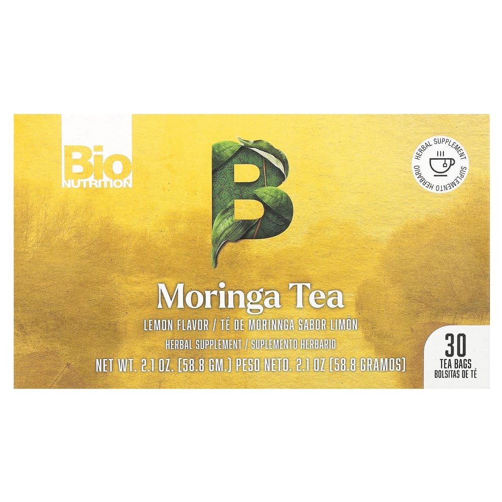 BioNutrition Moringa Tea Caffeine-Free Lemon Tea Bags, 30 Count, 58.8g (2.1oz)