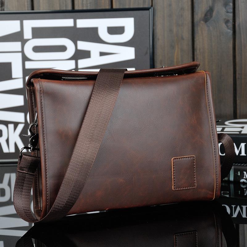 The New Korean Version of The Men's Crazy Horse Leather Shoulder Bag Leisure Travel Retro Large-capacity Men's Bag Shoulder Crossbody Bags