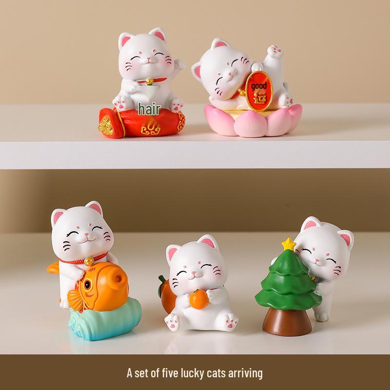 Lucky Cat Ornament for Home, Office, or Car Console