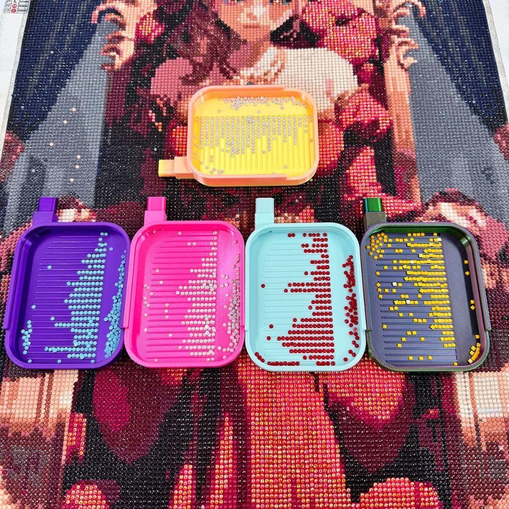 DIY Craft Large Diamond Painting Tray Embroidery Large Capacity Beads Sorting Storage Tray Beading Plates With Cover