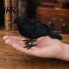 Halloween Theme Party Decor Realistic Crows Figurine, Lifelike Feathered Raven Statue for Haunted House, Scary Creepy House Ornament Props,