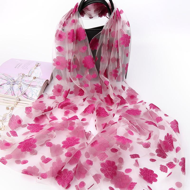 Scarf, Women's Organza, Silk Scarf, Embroidered Shawl, Sun Protection, Spring and Summer Beach Scarf, Long and Versatile Large Scarf, Autumn