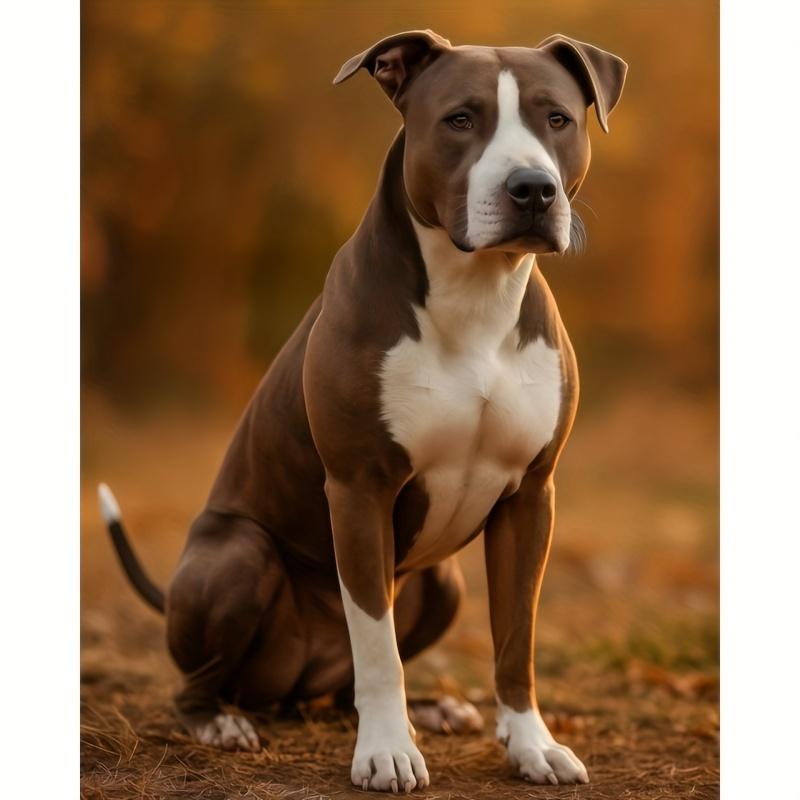 1pc Adult 5D Diamond Painting Kit, Handsome Staffordshire Bull Terrier Pattern, Full Drill Frameless Art Set, Round Diamond DIY Craft Project, Suitabl