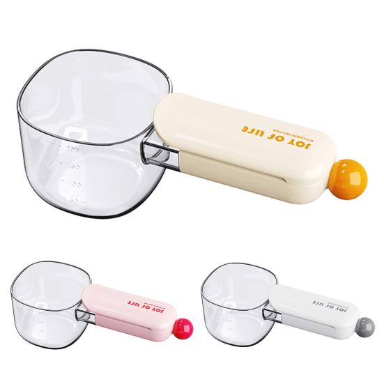 Rice Scoop with Sealing Clip Large Kitchen Measuring Spoon for Flour Grains Food-Grade Plastic Kitchen Scoop for Cereal Containers Pantry Organization