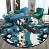 Cute Cat Round Carpet Cartoon Animal Cats Area Rug for Office Living Room Bedroom Decoration Non-slip Children's Crawl Floor Mat