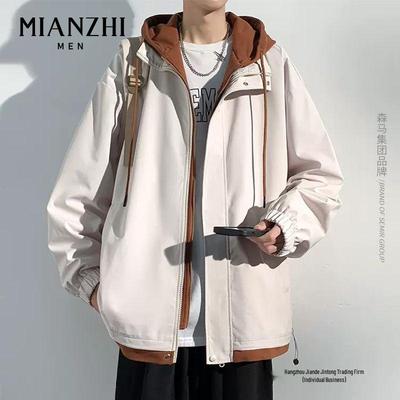 Men's Hooded Cotton Two-Piece Jacket for Spring/Autumn - Casual, Loose, Plus Size & Trendy