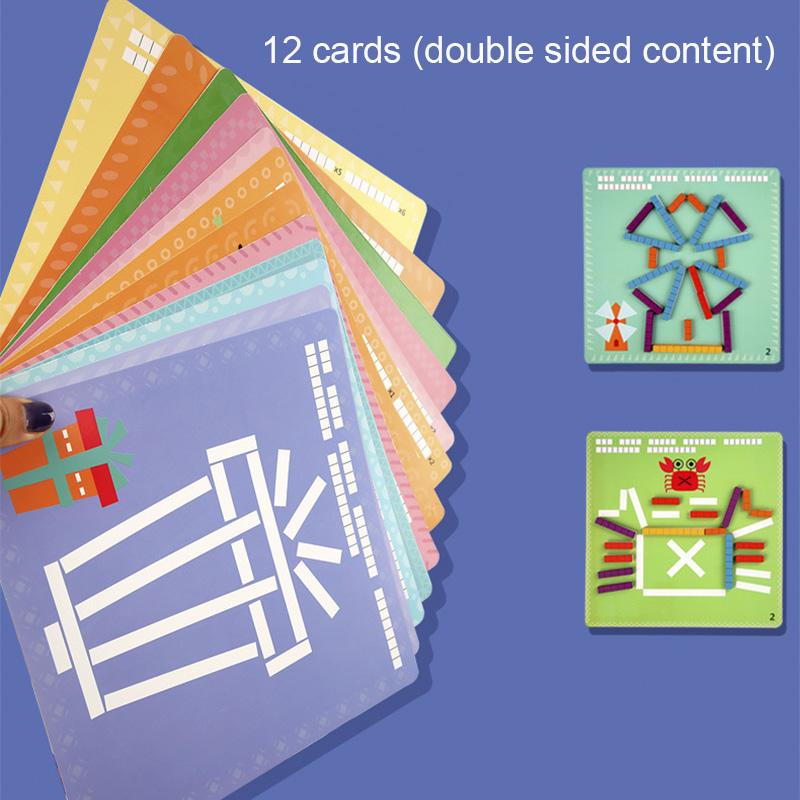 Деревянные игрушки Монтессори Спички Пазлы Игра DIY Математика Геометрия Настольная игра — фото 6