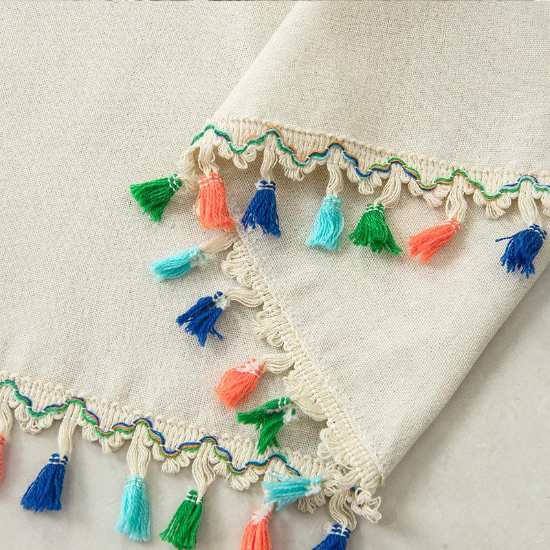 Linen cotton fringed lace short curtain Japanese style small short curtain Cabinet curtain Partition curtain Dustproof semi-blackout curtain