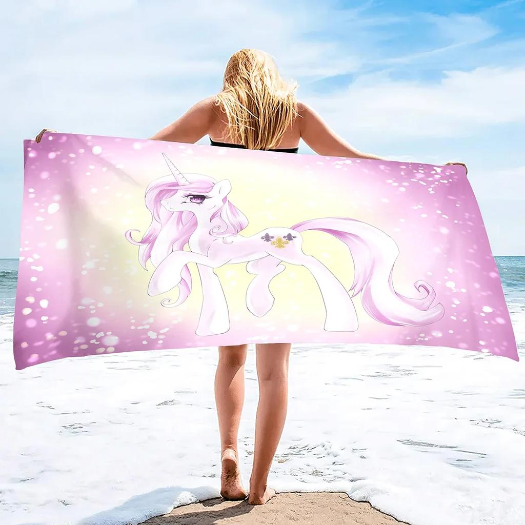 Unicorn Microfiber Beach Towel,Summer Rainbow Quick Dry Beach Blanket Oversized Cute Sand Proof Bath Towels for Girls Travel