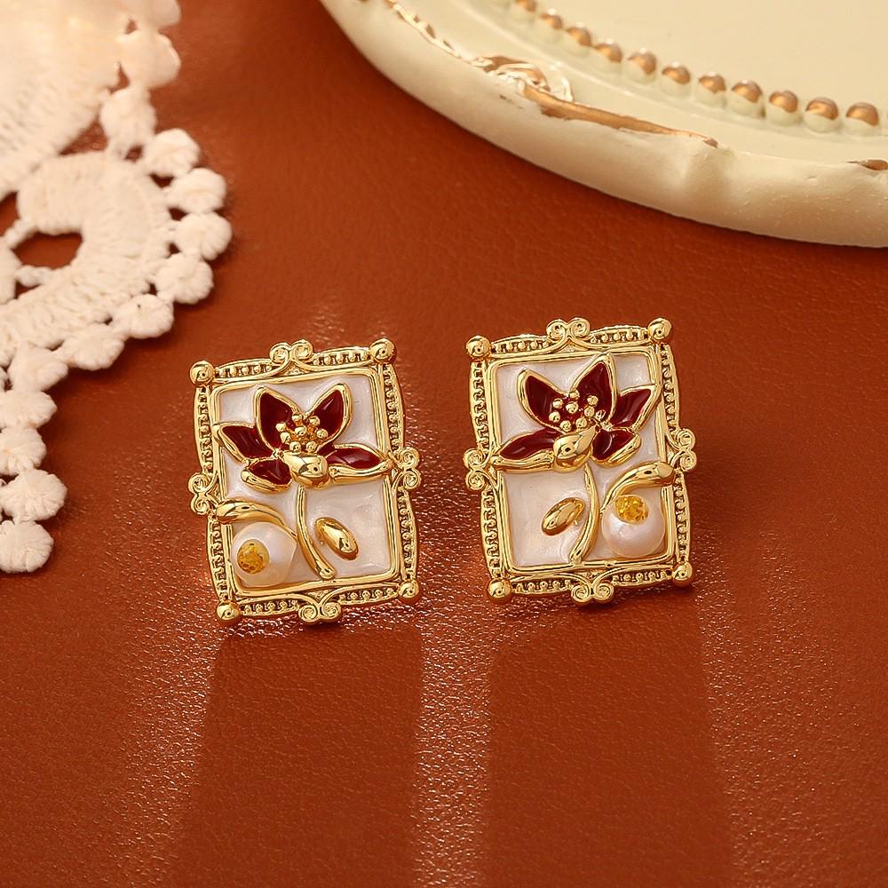 Monet Garden Medieval Baroque Pearl Earrings - Elegant, Retro Style for Women