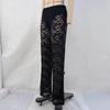 Sexy Damen Spitzenhose Transparent Gothic Hohe Taille Weites Bein Schlaghose Damen Schlaghose Club Streetwear