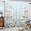 2-Panels Flower Painting Semi Blackout Curtains   Half Blackout Suitable for Artistic Home Decorative Curtains