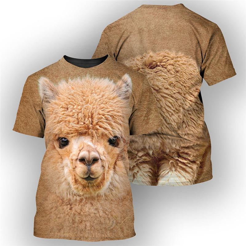 Summer Round Neck Animal Pattern 3D Print Top Fashionable Casual Short Sleeved Men's T-shirts