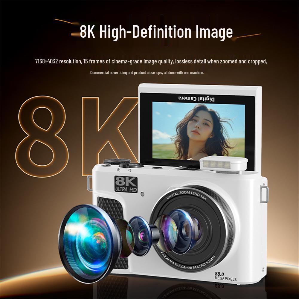 WD300 8K Mirrorless Digital Camera with High Pixels, Flip Screen & WiFi for Mobile Uploads - Perfect for Students and Party Scenes