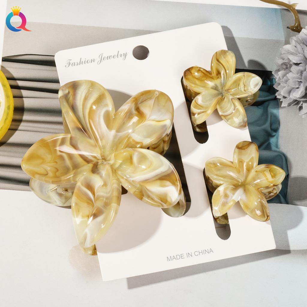 3pcs Vacation Egg Flower Hair Claw 2 Size Women Girls Ponytail Hairpins Bath Beach Hair Crab Clip Headwear Accessories