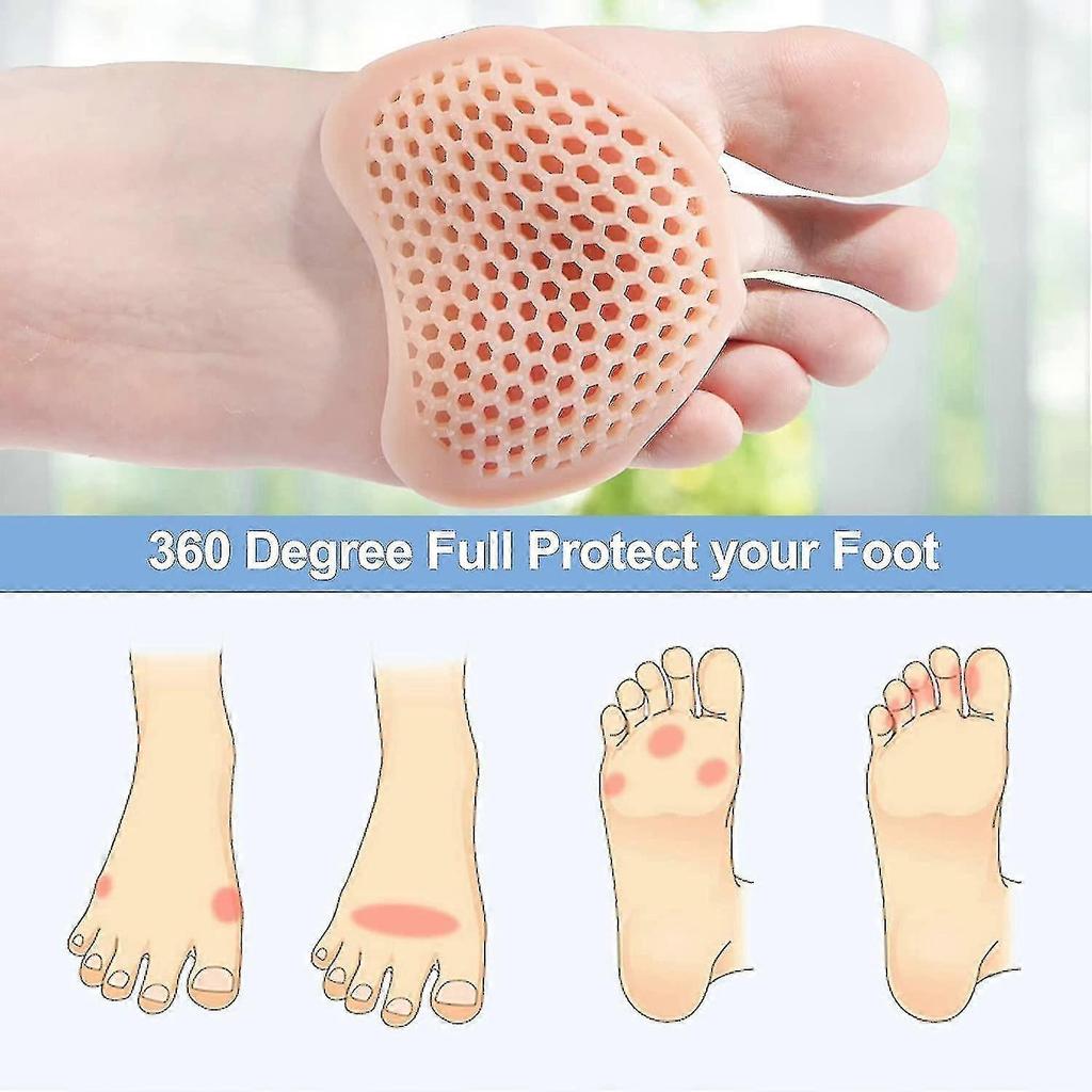 12 Pieces Silicone Forefoot Pads With Perforated Breathable Pain Relief Footpads