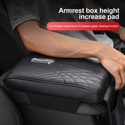Caixa de lenços de papel para carro, almofada para apoio de braço, console central, capa protetora, tipo apoio de braço com bolso de armazenamento lateral, suporte para papel, acessórios internos