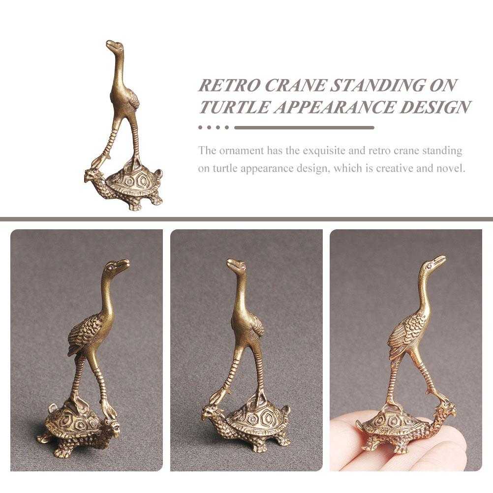 Pirinç Kaplumbağa ve Turna Süs Heykelleri ve Figürleri Eserler/ Antikalar Masa Aksesuarları Kaplumbağa Heykeli