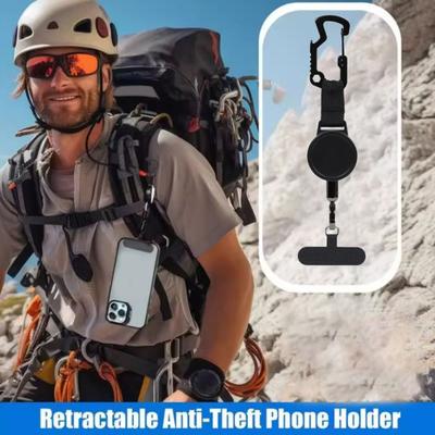 Anti-Theft Phone Tether Retractable Steel Line Cellphone Strap Universal Phone Lanyard with Locking Carabiner And Metal Tether Tab