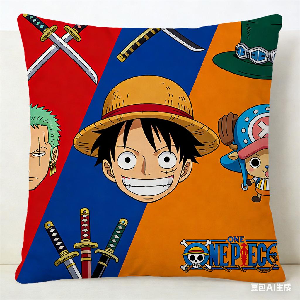 One Piece Pillow Cover Anime Fan Favorite Character Print Decorative Pillowcase for Bedroom Living Room and Anime Enthusiasts