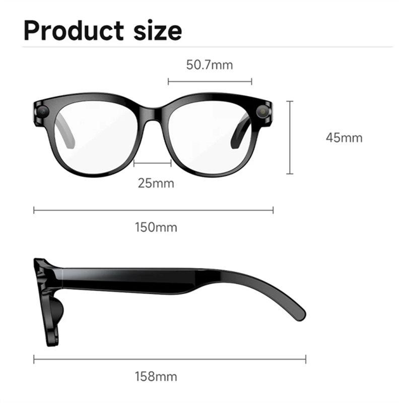 ABUO-Lecteur Audio Vidéo Musique Lunettes Intelligentes Traduction Temps Réel Caméra 2MP Appel Bluetooth Lunettes de Soleil